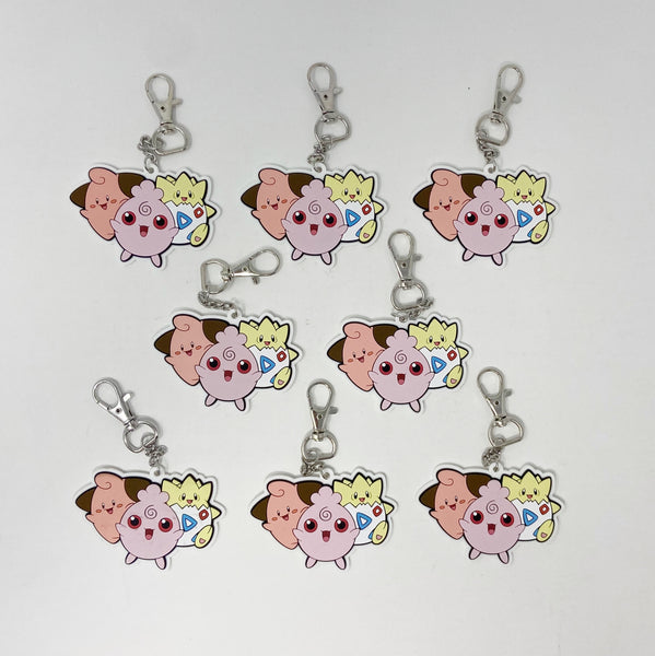 Pokemon Keychain Dangler: Togepi, Cleffa, Igglybuff - LOT of 8 inv:a28